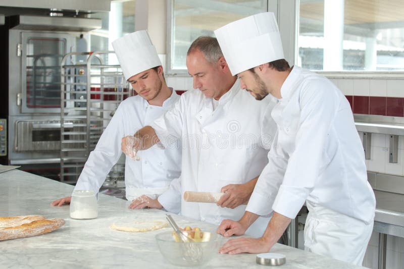 Pastry and bread chef stock image. Image of dough, family 300769943