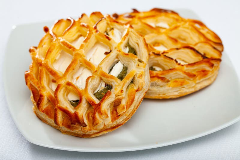 Pastry Stuffed with Goat Cheese and Spinach Stock Photo - Image of