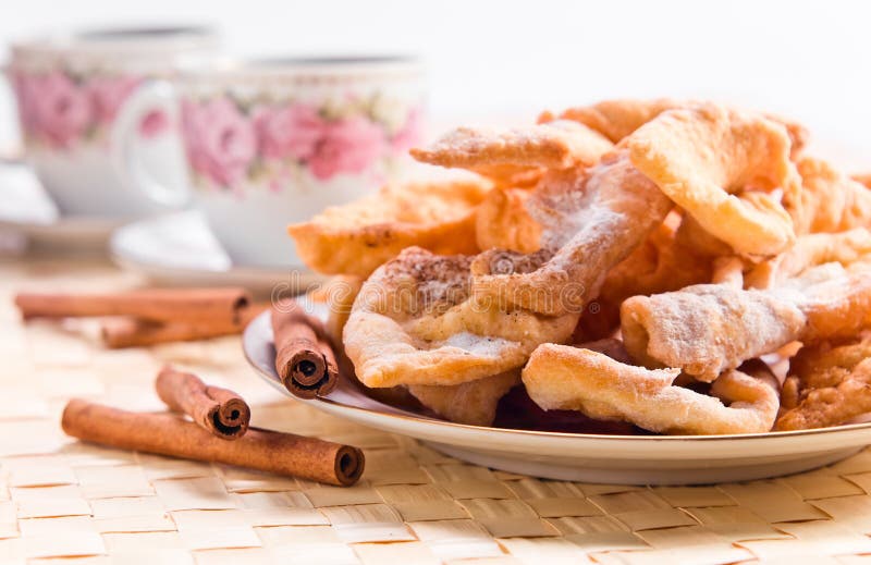 Pastry with sugar and cinnamon royalty free stock image