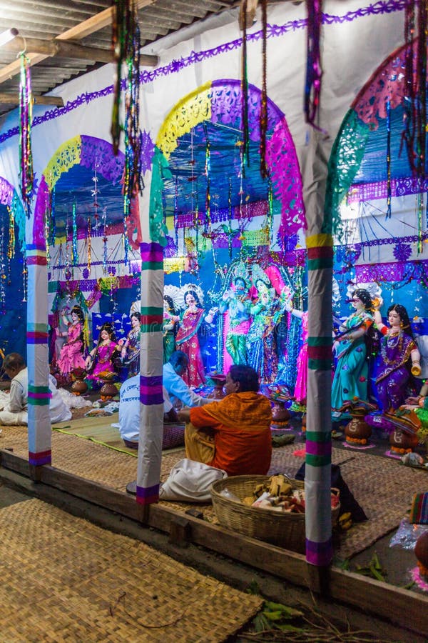 PASUR, BANGLADESH - NOVEMBER 13, 2016: Hindu shrine during Rash Mela festival at Dublar Char Dubla island , Banglades