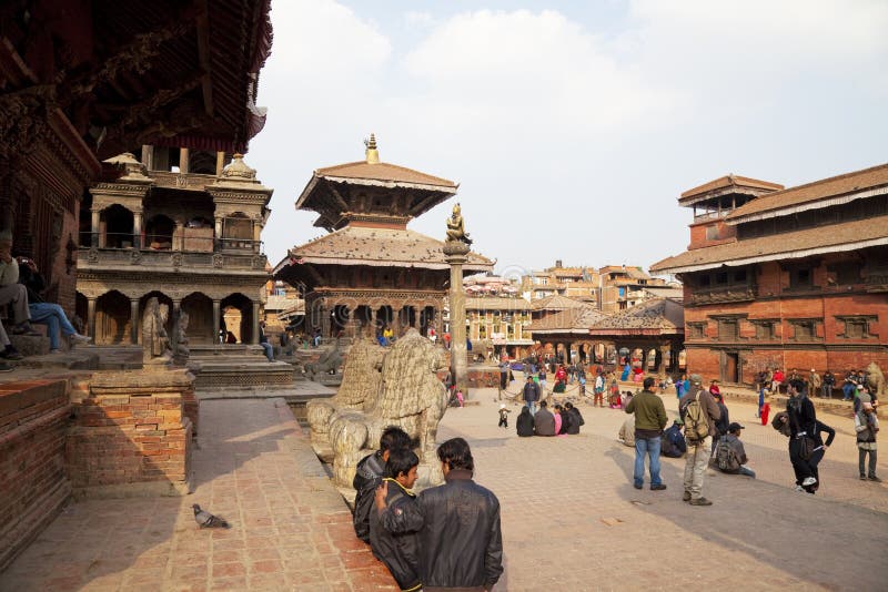 Antike Gebäude, Durbar-Platz von Patan, Nepal stockbilder