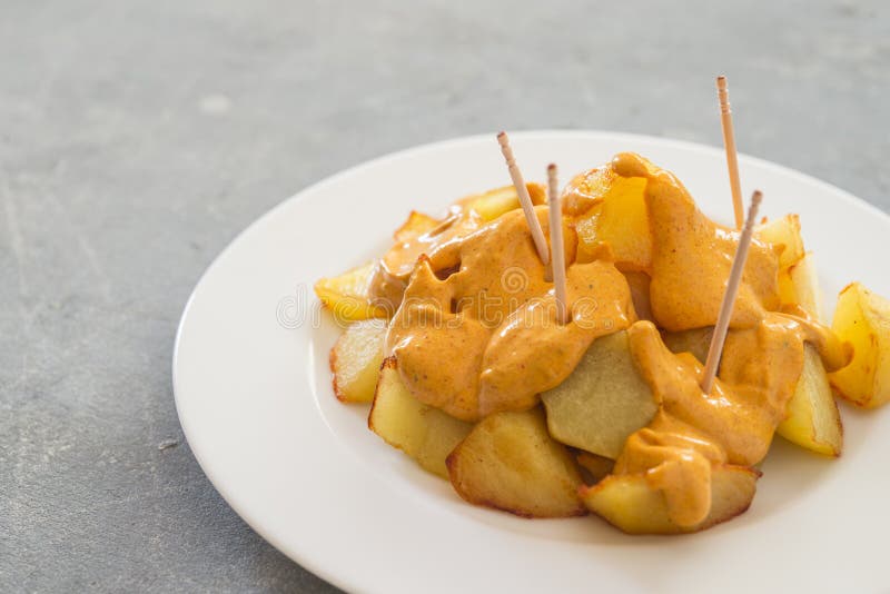 Patatas Bravas Traditional Spanish Potatoes Snack Tapas Stock Image