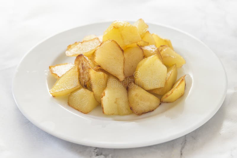 Patatas Bravas Traditional Spanish Potatoes Snack Tapas Stock Photo