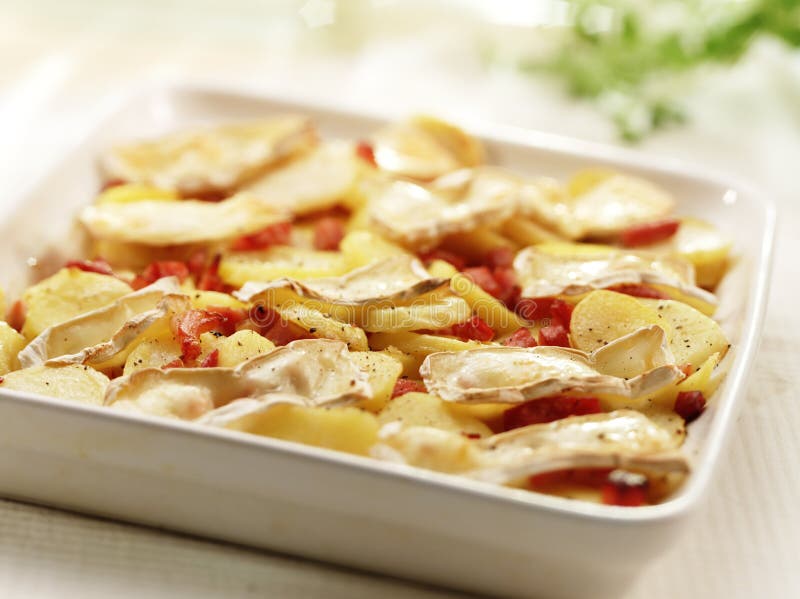 Patate arrostite casalinghe deliziose con formaggio e bacon immagini stock libere da diritti