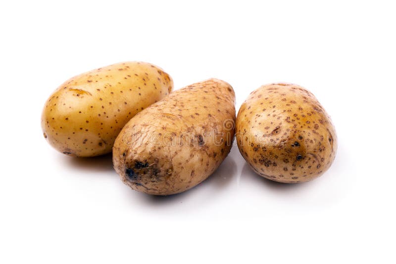 Patate fresche isolate su una priorità bassa bianca fotografia stock
