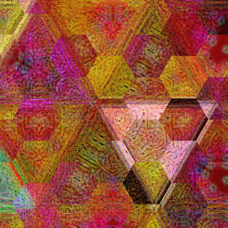 Colorful patchework or quilt lines pattern hexagonal and polygonal in summer colors royalty free illustration