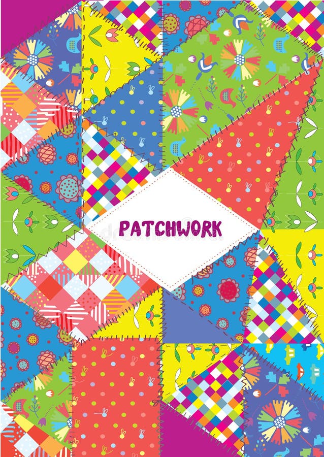 Patchwork cover or placard - funny design stock illustration