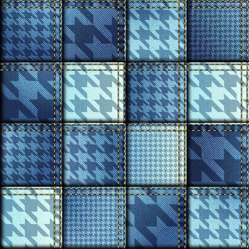 Patchwork of denim fabric stock vector. Illustration of patchwork