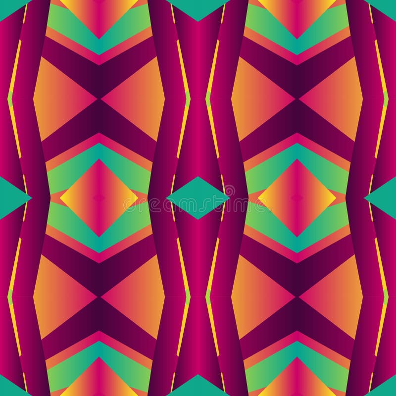 Patchwork geometrico di serie di serie di linee vettoriali illustrazione di neon gradiente di colore verde magenta di moda linee g illustrazione di stock