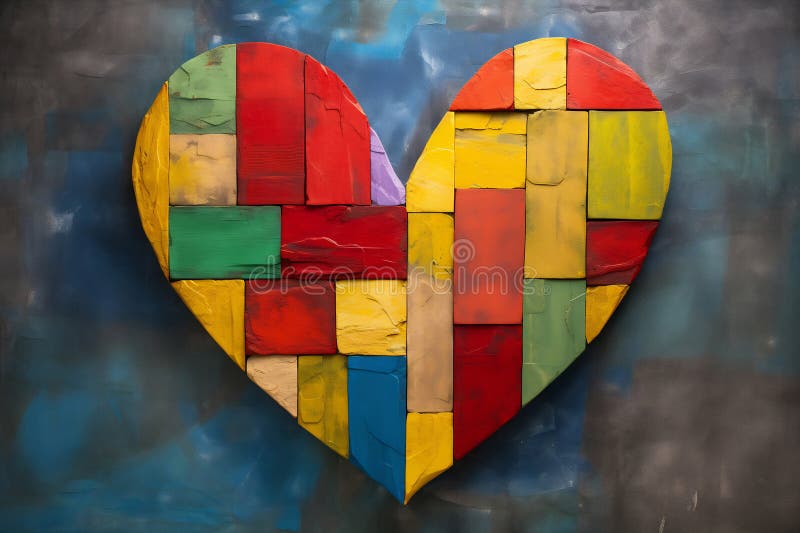 Patchwork Heart on Textured Wooden Panels royalty free stock photos
