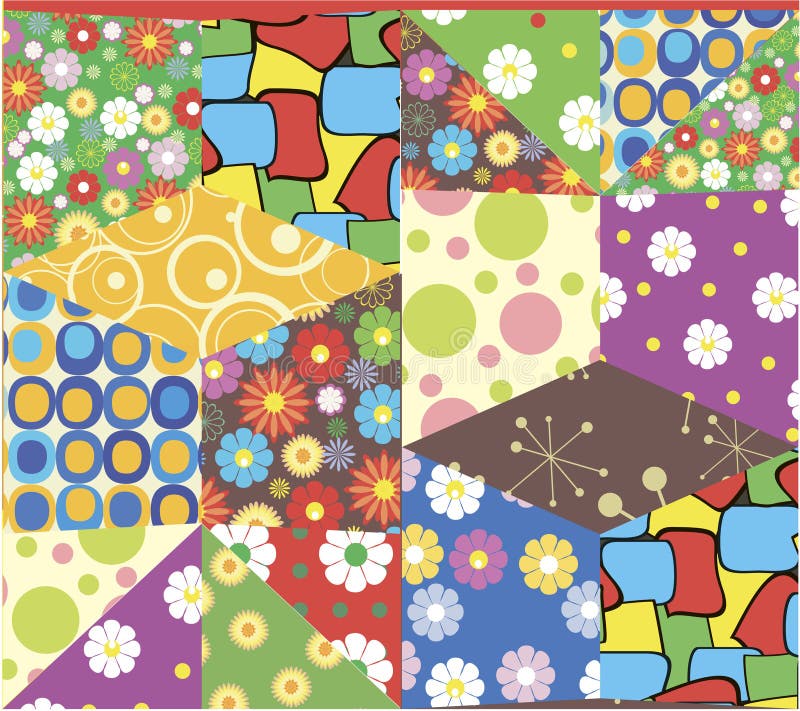Texture created from scraps of fabric in vector. Patchwork pattern vectors