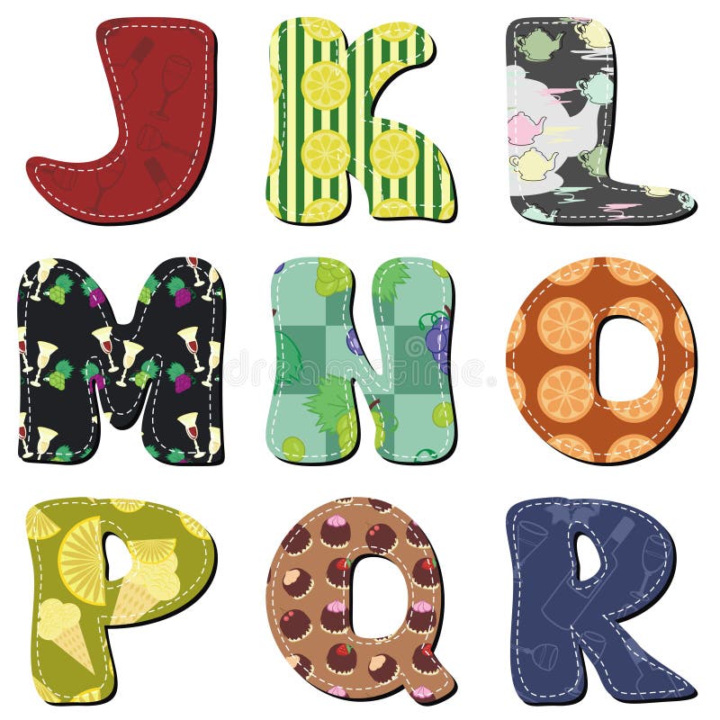 Patchwork Scrapbook Alphabet Stock Illustration - Illustration of motif ...