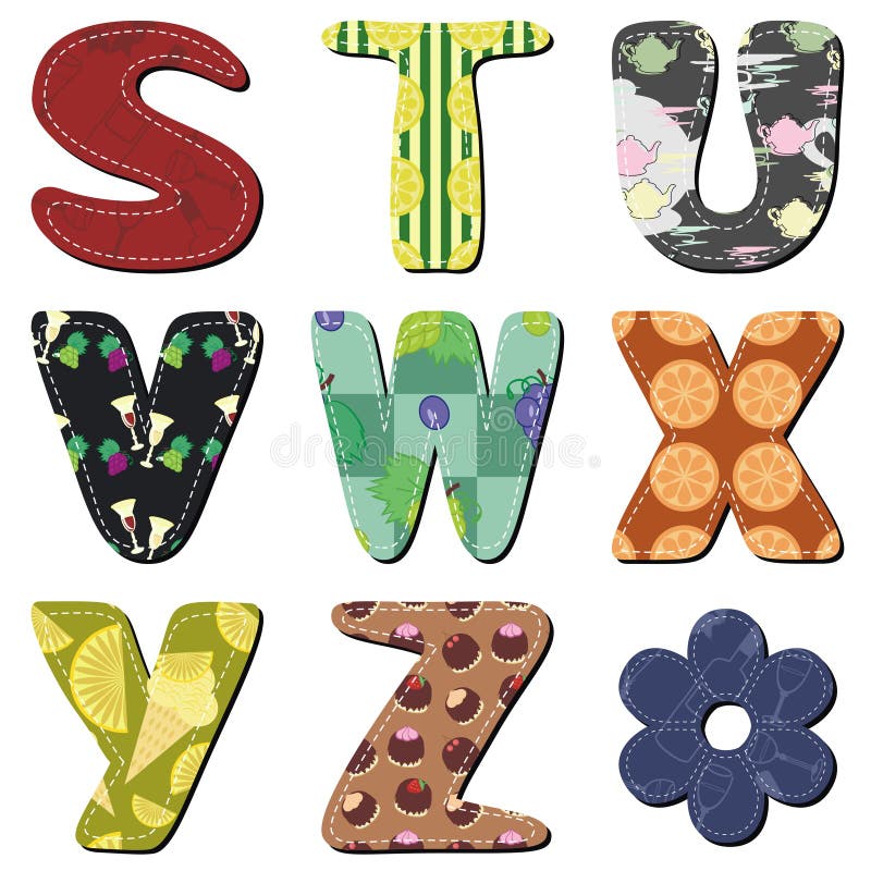 Patchwork Scrapbook Alphabet Stock Illustration Illustration of motif