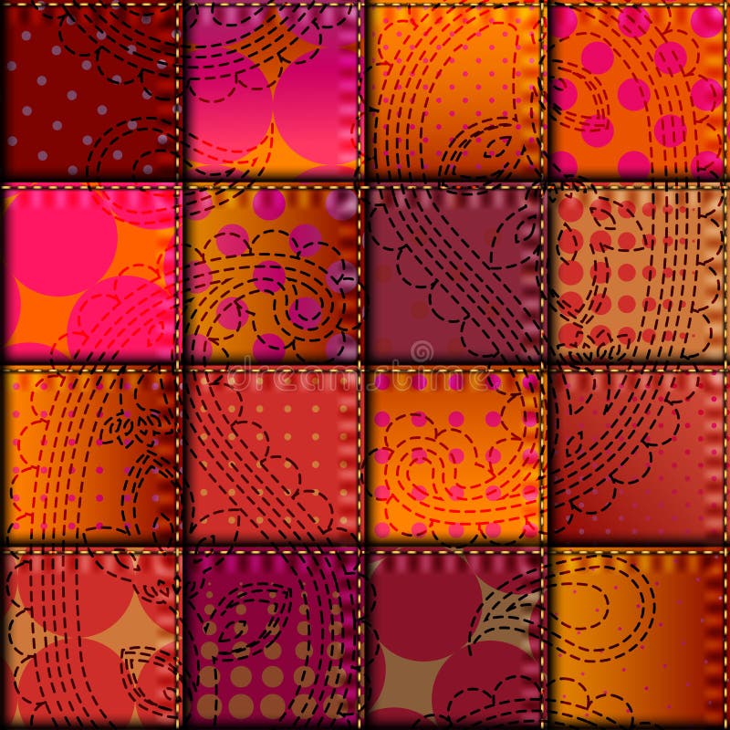 Seamless background pattern. Patchwork in ethnic style with embroidery. Seamless background pattern. Patchwork in ethnic style with embroidery.