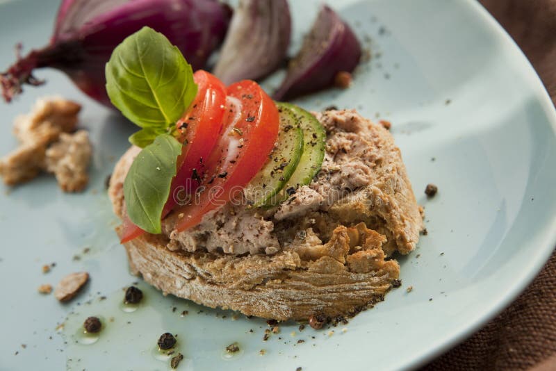 Pate Sandwich on Plate. stock image. Image of healthy 31805531