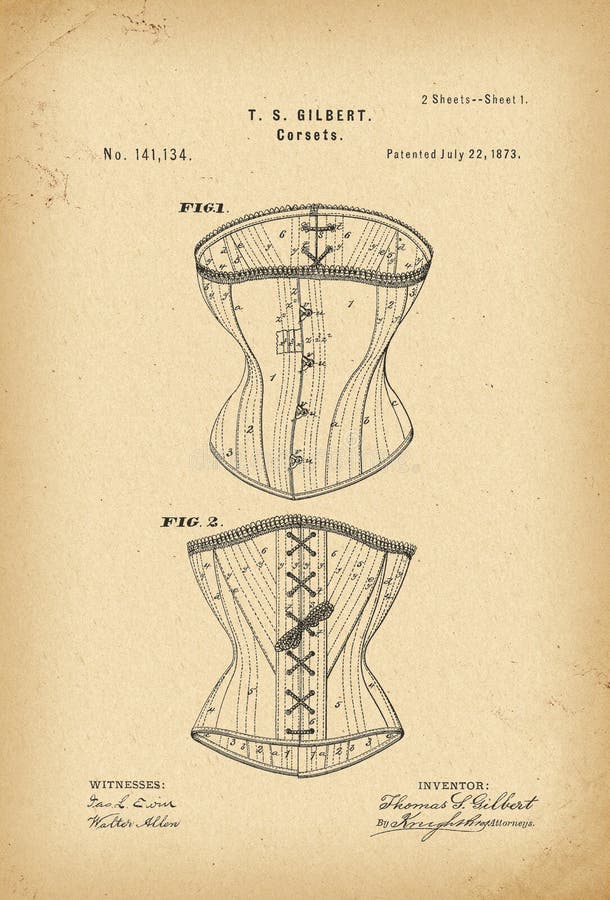 1873 Patent Corset History Fashion Invention Stock Image - Image of ...