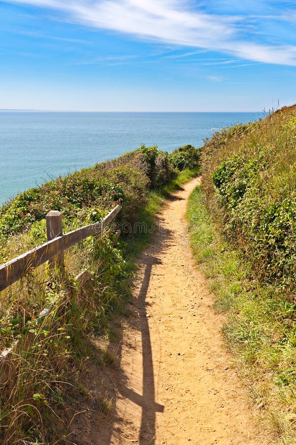 Path Along the Coastline in Carteret, Normandy Stock Image Image of