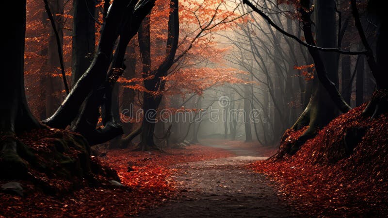 Path dark fall vector illustration