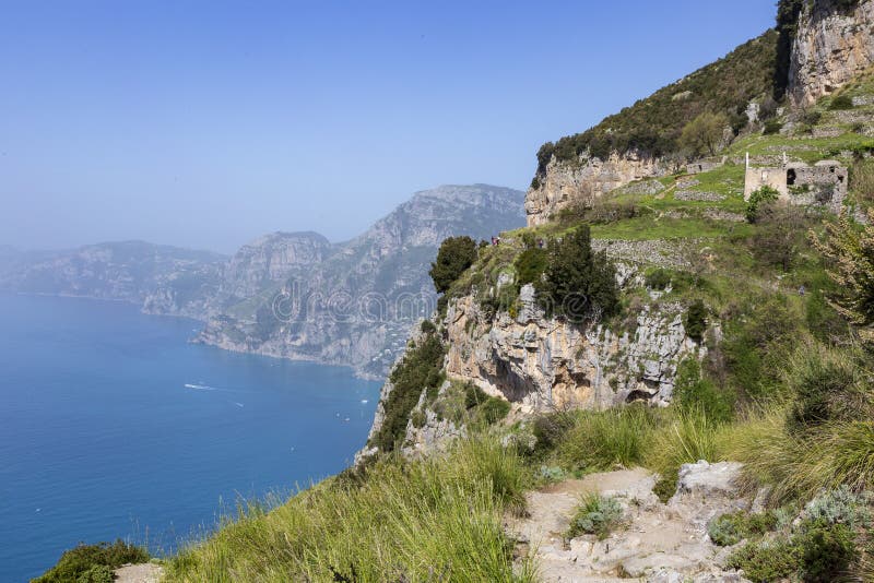 Path of the God Called Sentiero Degli Dei at Amalfi Coast. Stock Photo ...