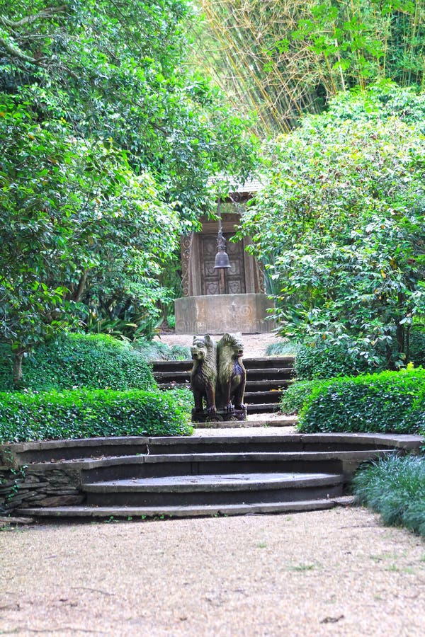 Path with Statues in Rip Van Winkle Gardens Stock Photo Image of