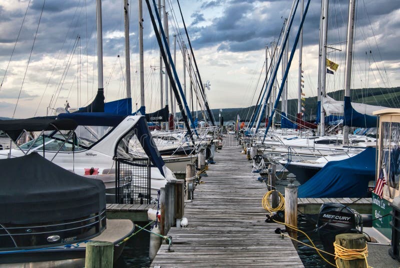 Path Surrounded by Boats in Port of Watkins Glen Editorial Stock Photo Image of transportation