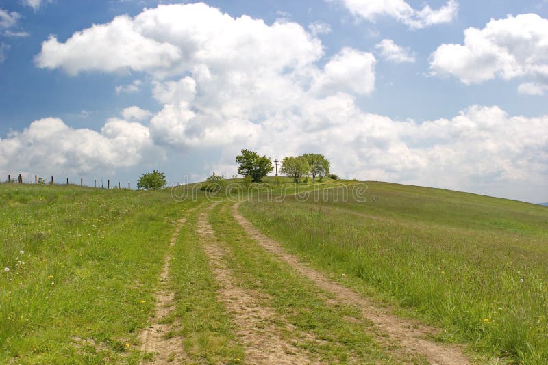 Path to the top of hill, summer day in Slovakia