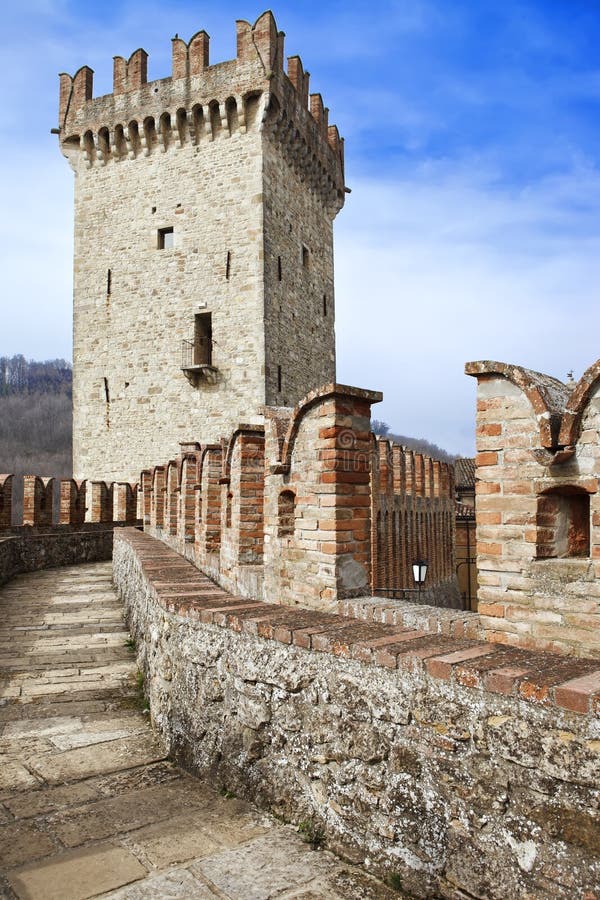 Pathway To a Medieval Tower in Vigoleno Castle Stock Image Image of