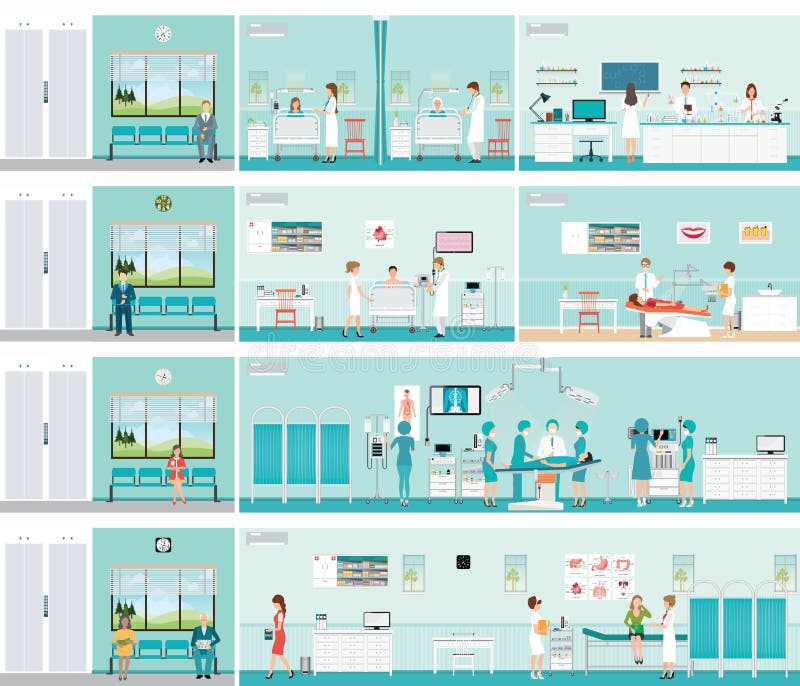 Patient et docteur dans l'hôpital illustration de vecteur Patient et docteur dans l'hôpital illustration de vecteur