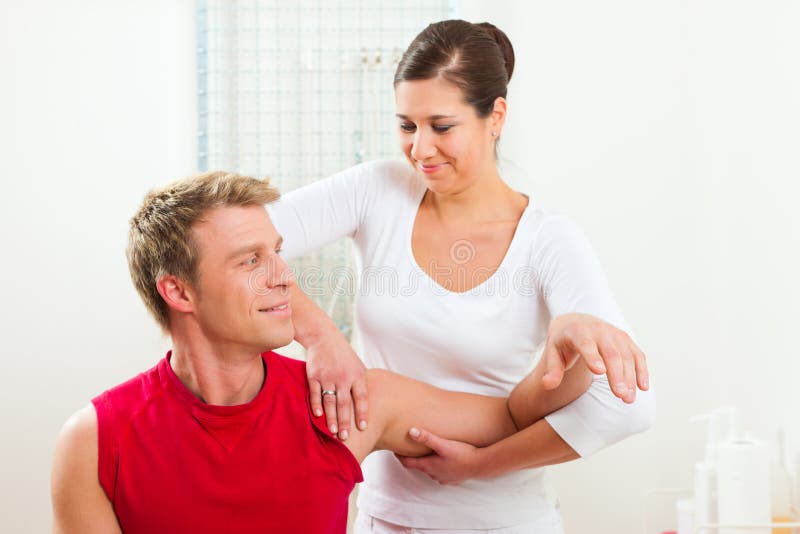 Patient at the Physiotherapy Doing Physical Therapy Stock Photo Image