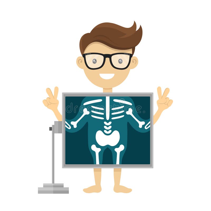 Patient during X-ray Procedure. Vector Radiologist X-ray Flat Character