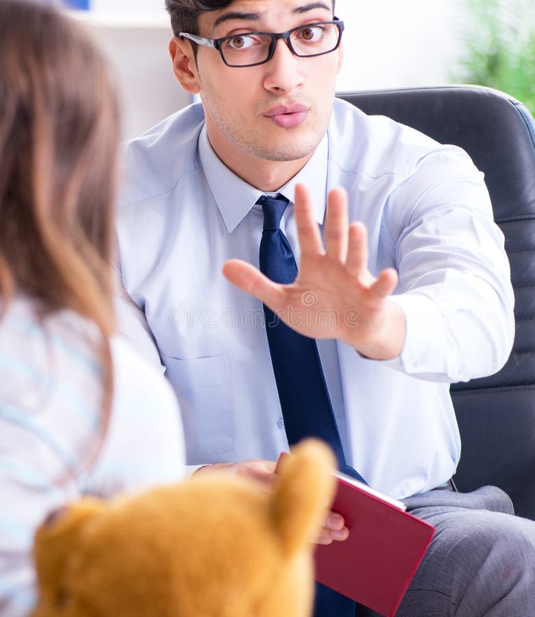 Patient Visiting Psychiatrist Doctor for Examination Stock Photo