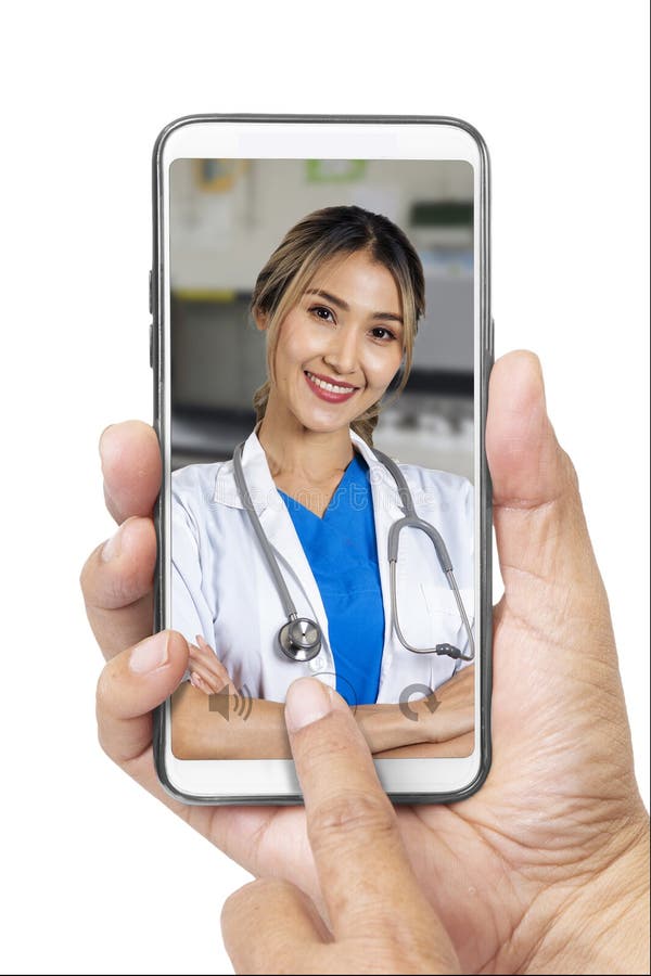 Patients Contact Doctor Via Their Mobile Phone for Medical Advice Stock ...