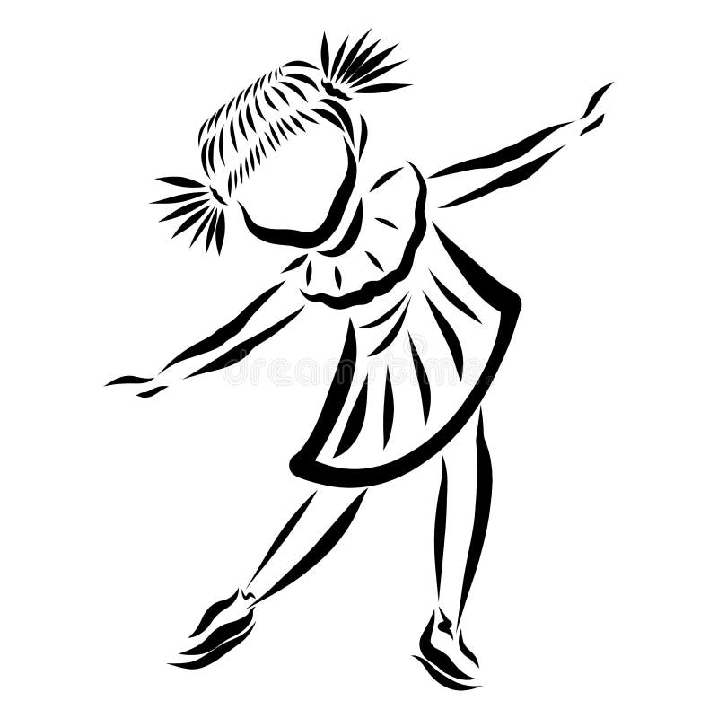 Patinaje de hielo de baile de la niña, modelo negro ilustración del vector Patinaje de hielo de baile de la niña, modelo negro ilustración del vector