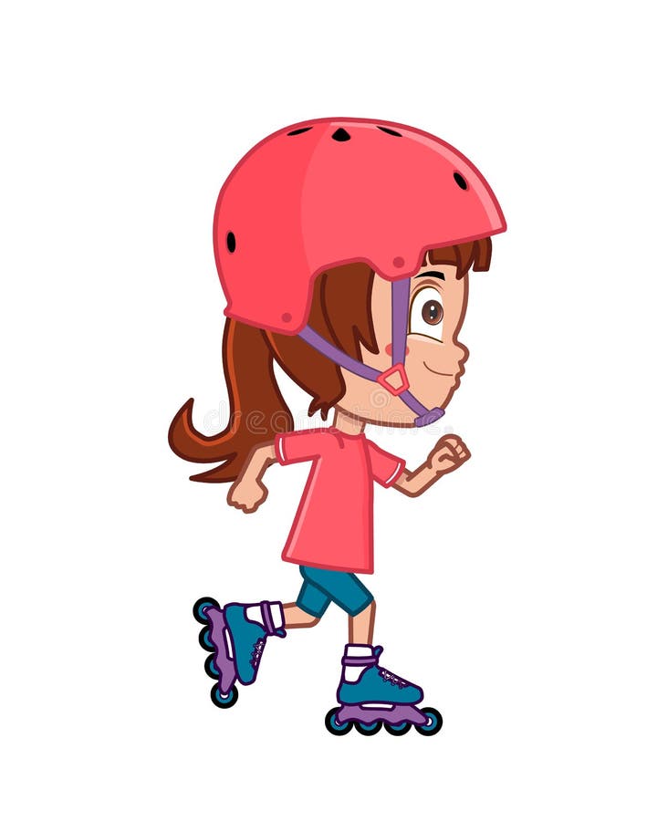 Patinaje de rodillo de la niña ilustración del vector Patinaje de rodillo de la niña ilustración del vector