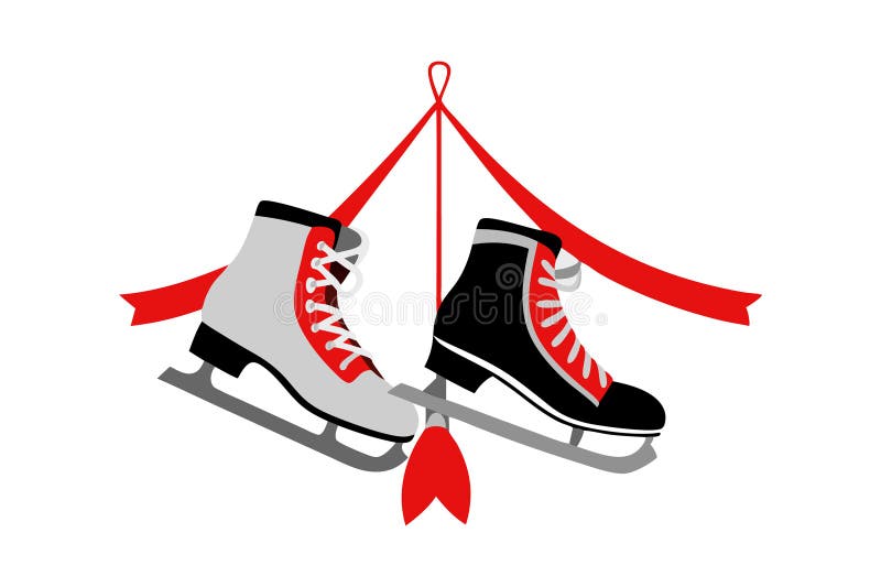 Patines de hielo negros y rojos colgados. Patines de hielo negros y rojos colgando imagen vectorial