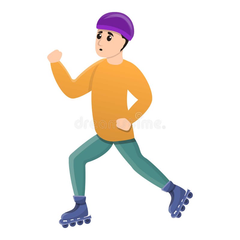 Patines en línea icono, estilo del muchacho de la historieta ilustración del vector Patines en línea icono, estilo del muchacho de la historieta ilustración del vector