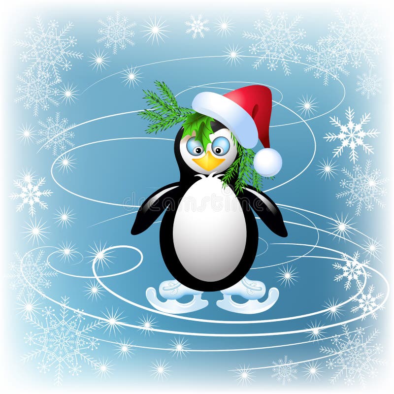 Patines graciosamente del pingüino ilustración del vector