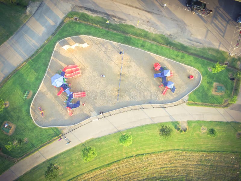 Patio colorido de la visión aérea en el parque público en Houston, Tejas fotografía de archivo libre de regalías Patio colorido de la visión aérea en el parque público en Houston, Tejas fotografía de archivo libre de regalías