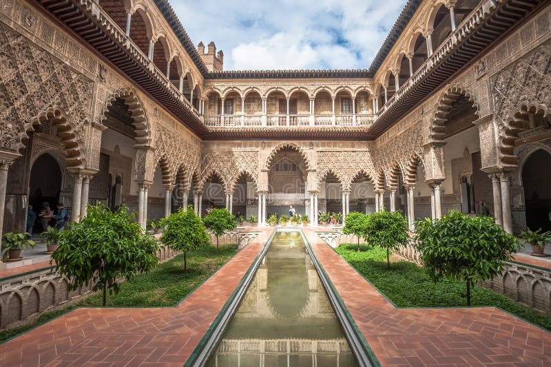 Patio in Royal Alcazars of Seville, Spain royalty free stock photo Patio in Royal Alcazars of Seville, Spain royalty free stock photo