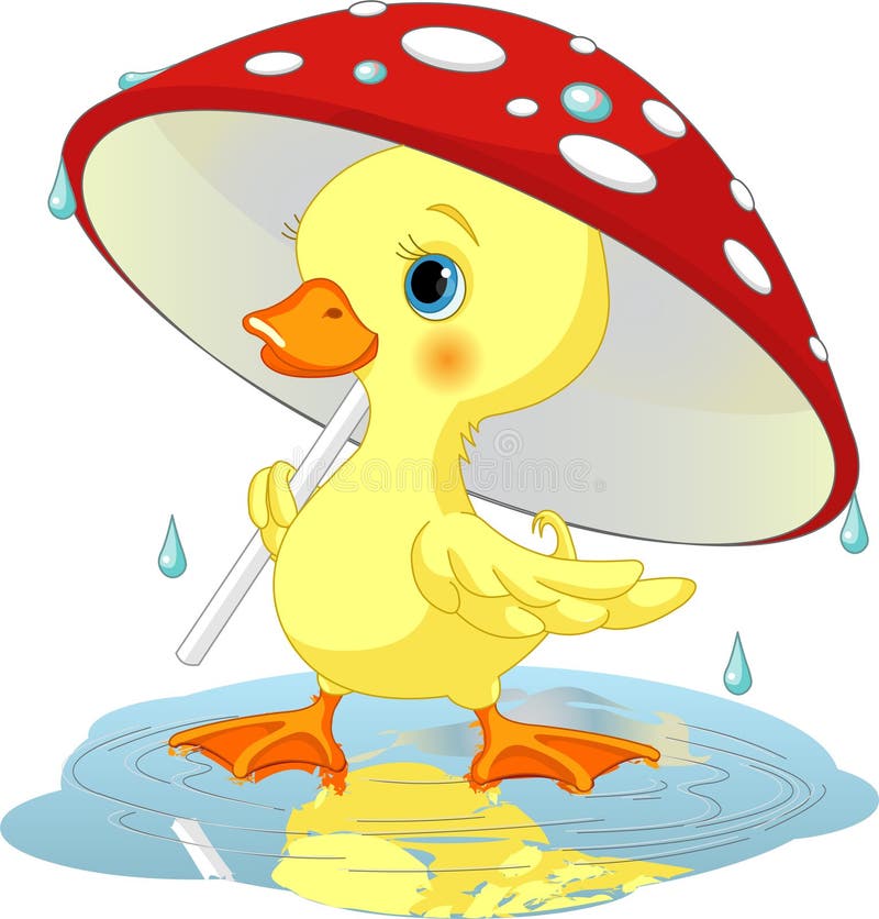 Pato bajo la lluvia ilustración del vector Pato bajo la lluvia ilustración del vector