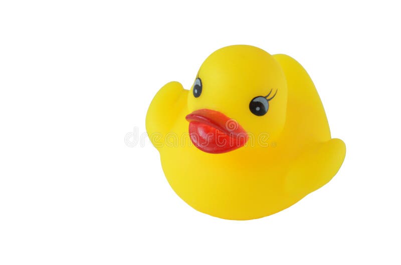 Pato de goma aislado del juguete amarillo en un fondo blanco foto de archivo Pato de goma aislado del juguete amarillo en un fondo blanco foto de archivo