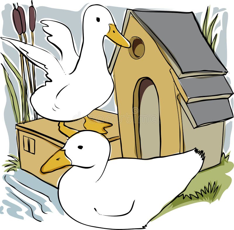 Patos e casa ilustração do vetor Patos e casa ilustração do vetor