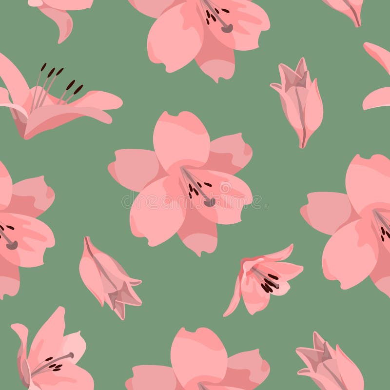 Patrón de azucenas rosas ilustración del vector. Ilustración de flores - 208121280 Patrón de azucenas rosas ilustración del vector. Ilustración de flores - 208121280