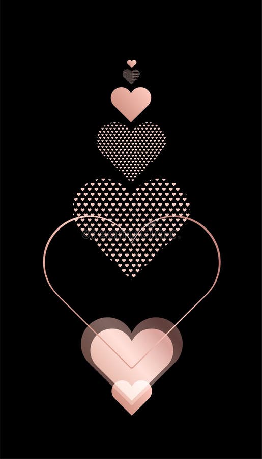 Patrón De Corazones Para Día De San Valentín Rosa Corazones Pétalos Rosa Corazón  Fondo De Pantalla Diseño En Negro. Ilustración del Vector - Ilustración de  aislado, febrero: 207891637