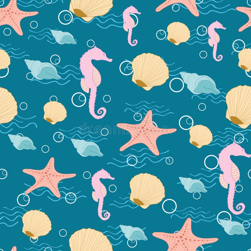 Patrón Náutico Sin Mar Con Conchas Marinas, Pez Estrella Y Caballitos De Mar Sobre Fondo Azul Stock de ilustración - Ilustración de playa, planta: 168691100 Patrón Náutico Sin Mar Con Conchas Marinas, Pez Estrella Y Caballitos De Mar Sobre Fondo Azul Stock de ilustración - Ilustración de playa, planta: 168691100