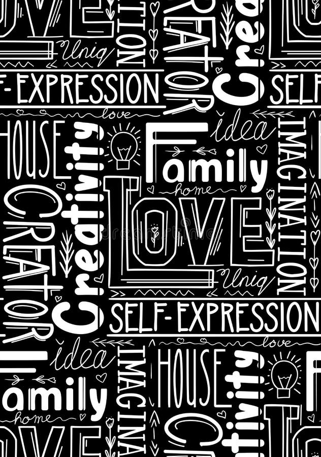 Patrón Transparente Con Palabras Diferentes. Composición De Letras De Palabras. Amor Y Creatividad. Valores De Familia. Fondo De P Ilustración del Vector - Ilustración de contorno, modelo: 209359813 Patrón Transparente Con Palabras Diferentes. Composición De Letras De Palabras. Amor Y Creatividad. Valores De Familia. Fondo De P Ilustración del Vector - Ilustración de contorno, modelo: 209359813