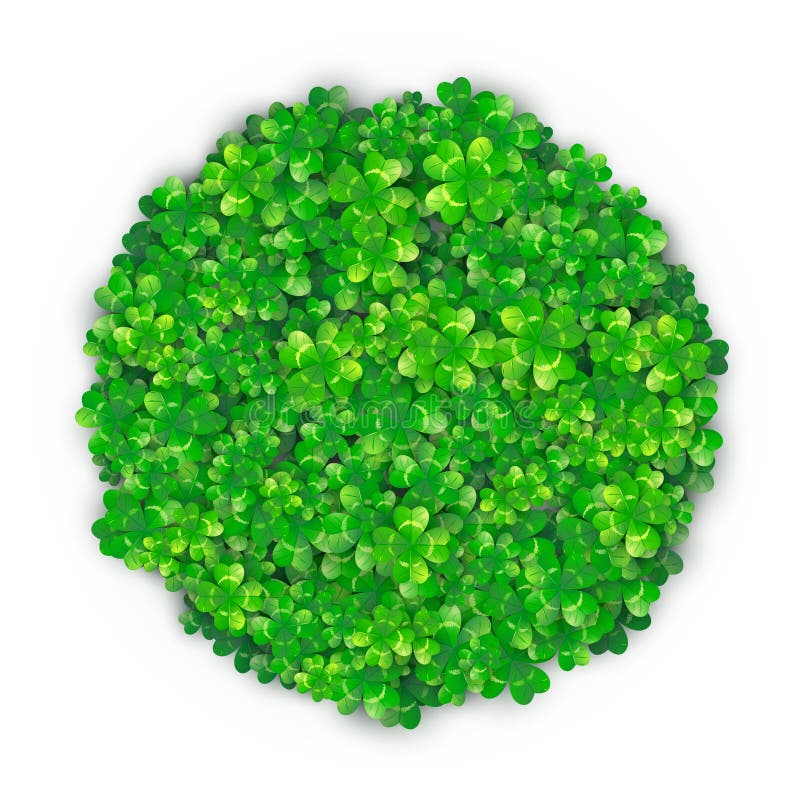 Patricks Day background in round circle shape with four green clover heap vector illustration