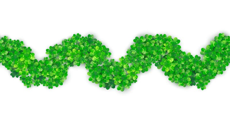 Patricks Day seamless zigzag wave border background with four green clover heap royalty free illustration