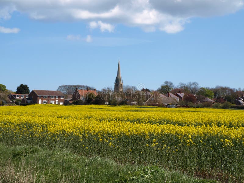 Patrington village and farm fields east yorkshire UK.