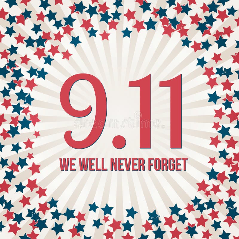Patriot Day banner. Retro patriotic background wits stars in colors of flag of USA: red, blue and white. September 11 we will royalty free illustration Patriot Day banner. Retro patriotic background wits stars in colors of flag of USA: red, blue and white. September 11 we will royalty free illustration